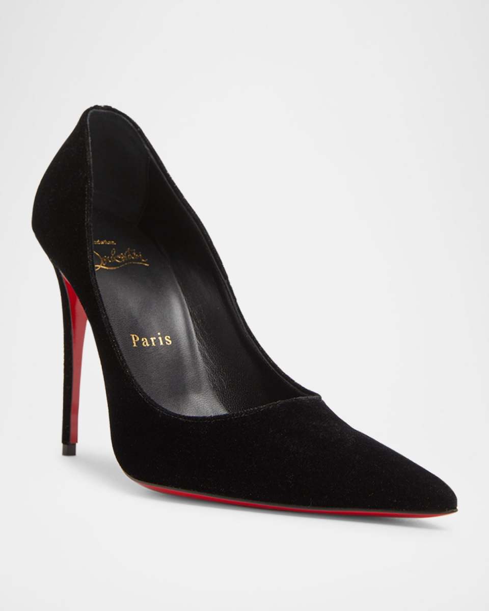 Kate Max Velour Red Sole Stiletto Pumps